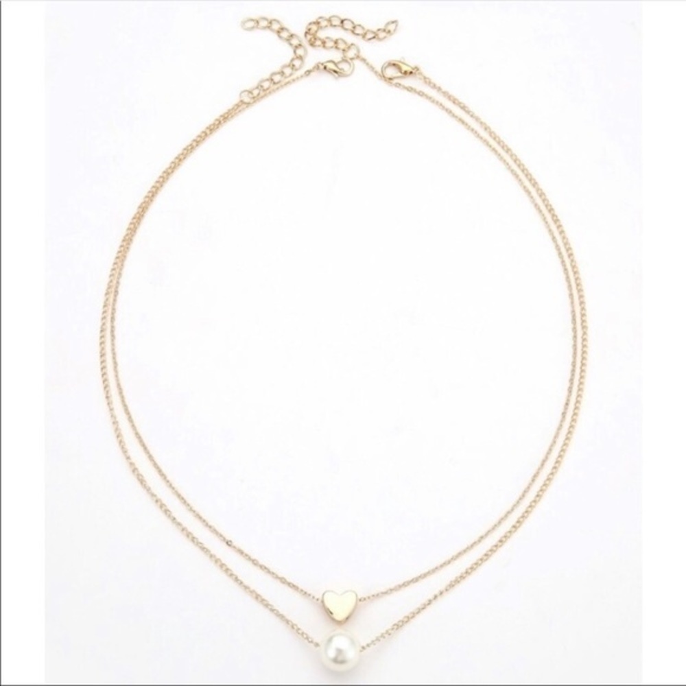 💛Heart of gold and pearl necklace - Picture 3 of 3